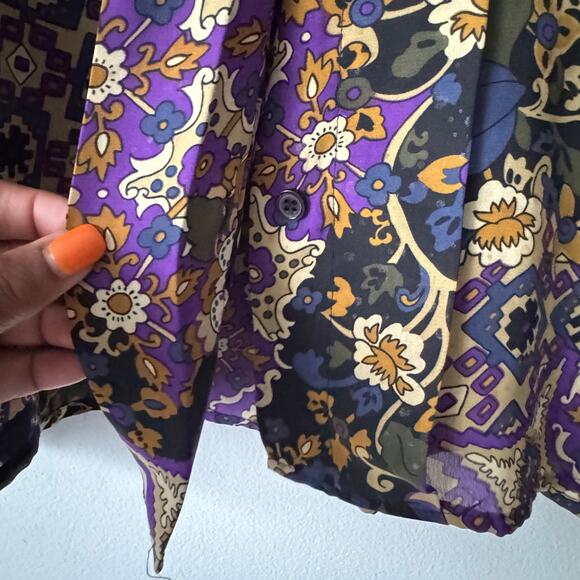 Vtg‎ Jordan Blouse Womens 6 Multicolor Button Up Tassel Retro Career Business - Picture 7 of 10